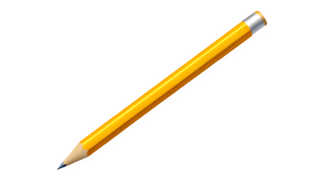Yellow Pencil Isolated on Transparent Background – Writing and Drawing Tool for School and Office Use

