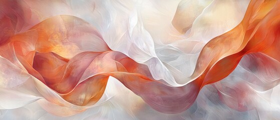 Abstract digital painting of flowing waves in vibrant autumn hues