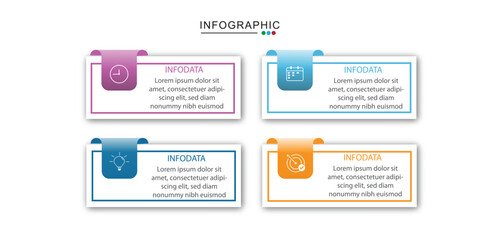 Timeline Creator infographic template. 4 Step timeline journey, simple infographics design template. presentation graph. Business concept with 4 options, vector illustration.