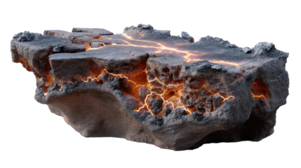 Lava Flowing in Stone: A captivating representation of earth's raw power, showcasing glowing lava fissures searing through solid stone, an image of geological energy.