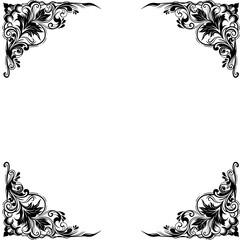 black and white floral frame