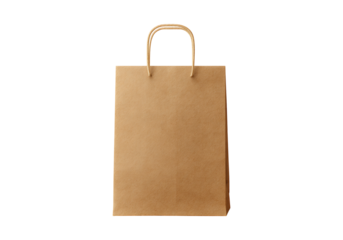 Brown paper shopping bag isolated on black background, On Transparent Background