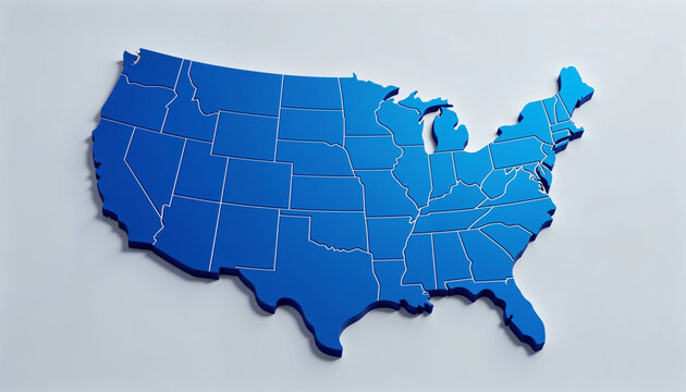 Blue USA map with states borders and names on grunge background, United States, map, USA, blue, borders, states