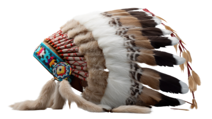 Native American Headdress: A meticulously crafted headdress, showcasing the rich cultural heritage of native people. It symbolizes honor, leadership, and deep-rooted traditions.