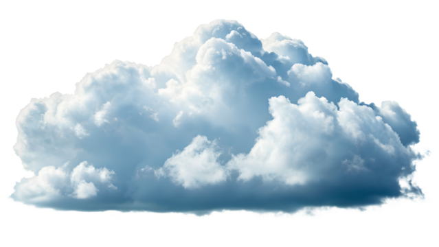 Realistic white cloud on transparent background (PNG format). Ideal for photo editing, graphic design, overlays, sky scenes, and digital compositions.
