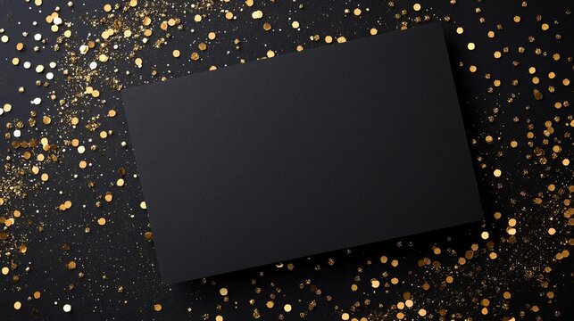 Stylish New Year’s Eve invitation template featuring luxurious black background and shimmering sparkles for festive events