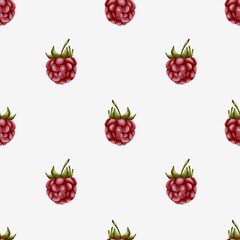 Watercolor raspberry pattern design for textile, wrapping paper, and wallpaper applications
