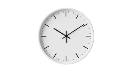 A Clean White Clock Face Shows the Current Time of Day