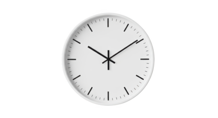 A Clean White Clock Face Shows the Current Time of Day