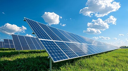 Solar Panels Field  Green Energy  Renewable Energy  Blue Sky