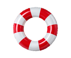 Red and white lifebuoy on transparent background, PNG 