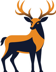 Elegant Elk Silhouette with Large Antlers.