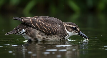 Fototapeta premium Shorebird Drinks Water in Pond