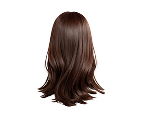 Fototapeta premium Silky brown hair wig on transparent background, PNG