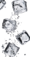 Falling ice cubes, dispersed icy particles