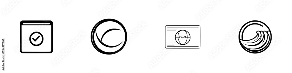Poster set of four minimalist icons representing various concepts in a clean and modern design suitable for
