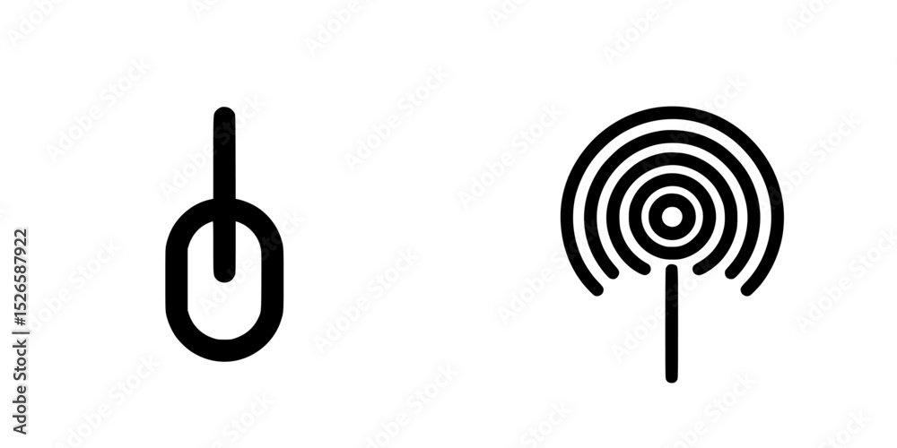 Poster icon set showcasing a computer mouse and a network symbol representing connectivity and technology
