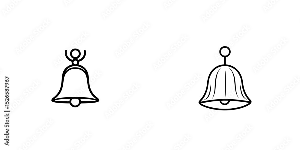 Poster icon set featuring two distinct bell designs in minimalist style for use in digital applications and