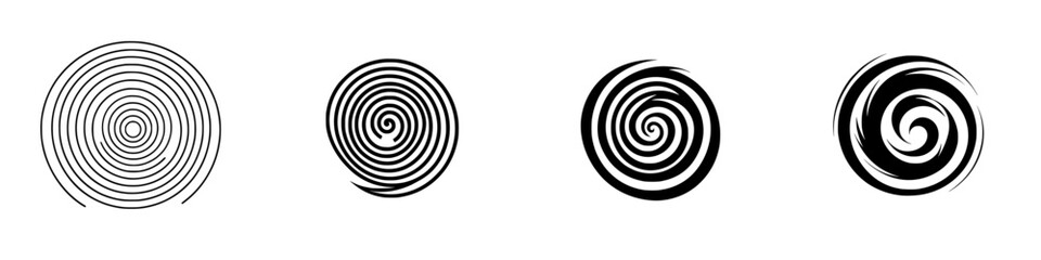 Diverse collection of swirling black and white icons representing motion and design elements for modern projects