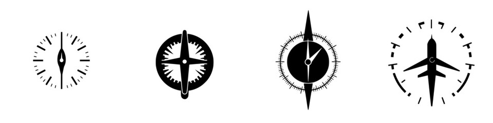 Icon set featuring navigational symbols for maps and travel in a minimalist style
