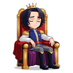 Fototapeta premium Prince in Chibi Style with Crown and Cape Icons