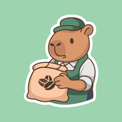 Enjoying Capybara Cofee Set Adorable Illustration