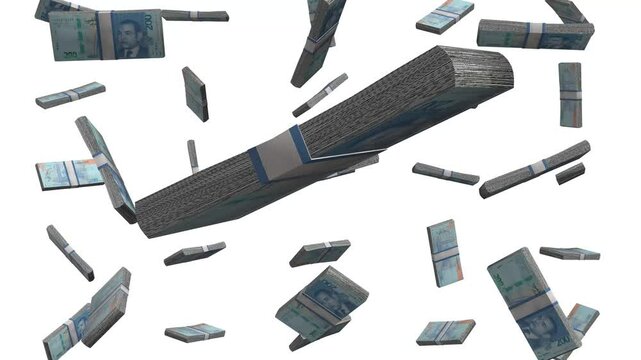 Moroccan dirhams falling in a vibrant display of currency stacks