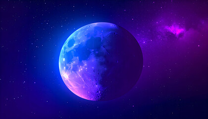Obraz premium Fantasy Moon in Deep Space: Abstract Celestial Body and Nebula