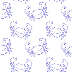 Creative illustration of crabs in a repeating pattern on a white background for design purposes