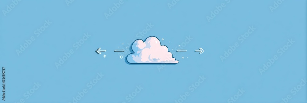 Poster Data Being Stolen From Cloud Icon Illustrates a Minimalistic Layout With Animated Arrows Depicting Data Movement and Cybersecurity Concerns