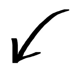 Doodle arrow vector icon. Hand drawn arrow, paint emphasis mark.