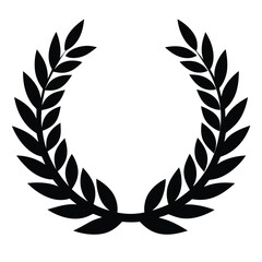 A black laurel wreath isolated on white background