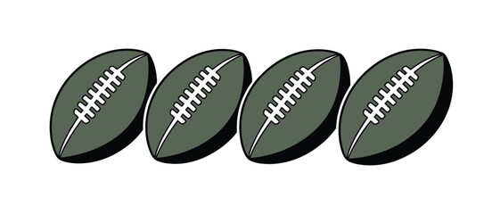 Four Green American Footballs in a Row Graphic