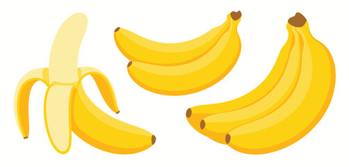 Fresh Yellow Bananas Illustration Set for Design