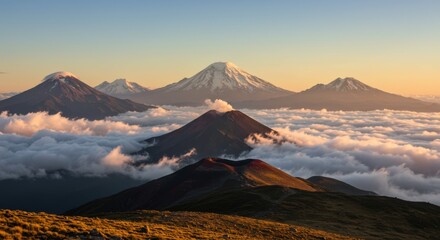 Fototapeta premium Mountains at Sunrise A Majestic View Nature Landscape Scenery