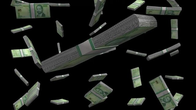 Piles of meticais represent wealth and opportunity