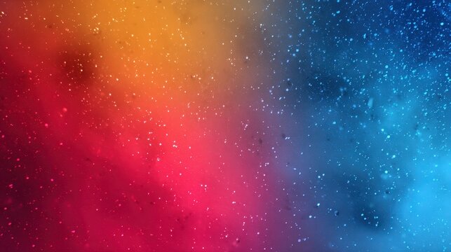 Close-up of water droplets on a surface with a vibrant gradient background transitioning from warm red and orange hues to cool blue tones.