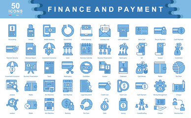 The Finance and Payment icon set defines key drivers of financial management such as security, accounting, and investment, ideal for budgeting, fintech solutions, and payment systems.