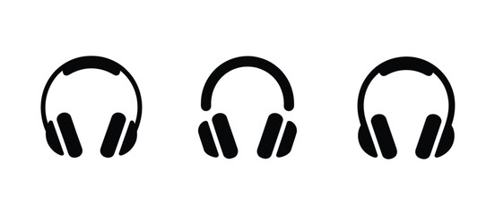 Three Variations of Simple Black Headphone Icons