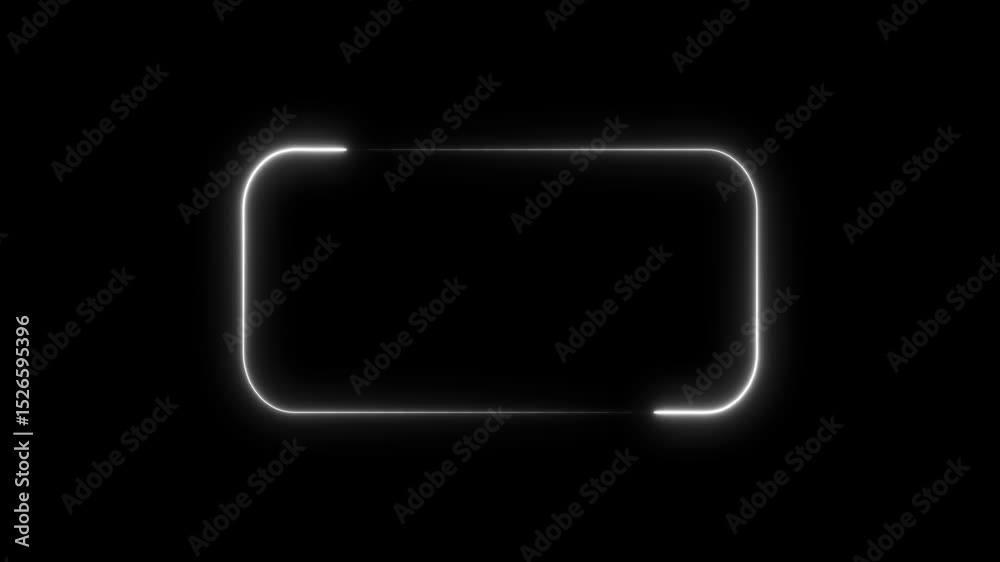 Poster light blue abstract background with neon square button and tech elements