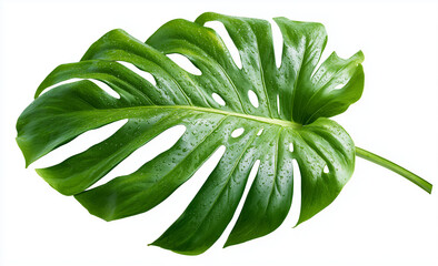 Giant monstera leaf isolated on a white background