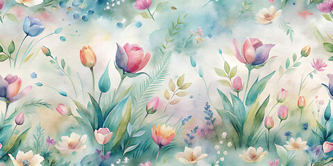 spring meadow florals in brushstroke pattern