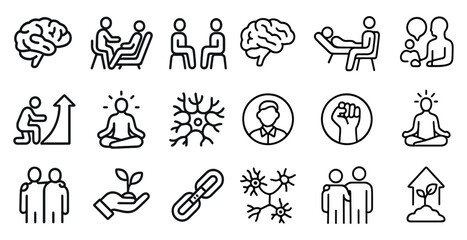 Mindfulness and personal development icons for wellness and self improvement design