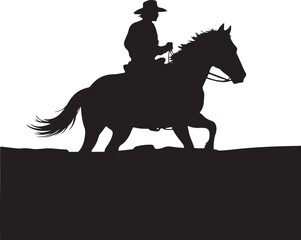 Fototapeta premium Cowboy on Horse Silhouette – Western Rider in Motion Vector Illustration