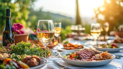 glasses of drink at celebration dinner party between friends for their success.