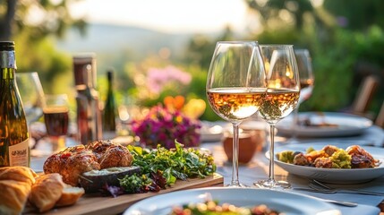 glasses of drink at celebration dinner party between friends for their success.