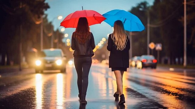 amiche sotto la pioggia
