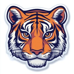 Obraz premium Cute Cartoon Tiger Mask with Black Stripes Wrestling in Playful Style