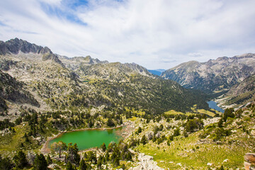 Summer landscape in Vall de Boi in Aiguestortes and Sant Maurici National Park, Spain