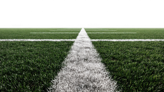 White lines are delineating an unoccupied athletic field with a transparent background, creating a perfect backdrop for sports related designs or presentations